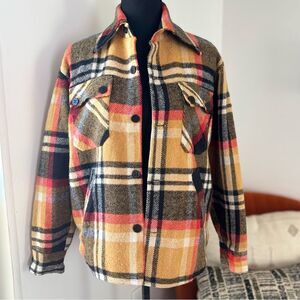 Vintage 1970s Plaid Wool Jacket Shacket Rare